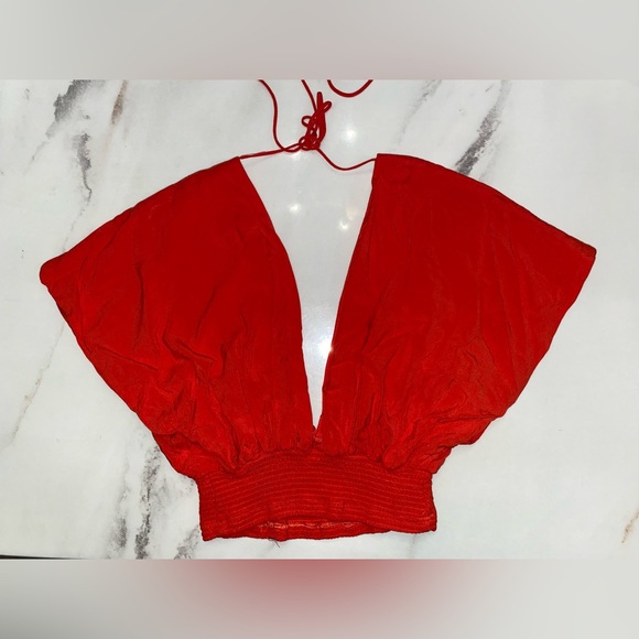 Free People Ava V-Neck Tie Back Top - Cherry Hearts - Picture 3 of 4